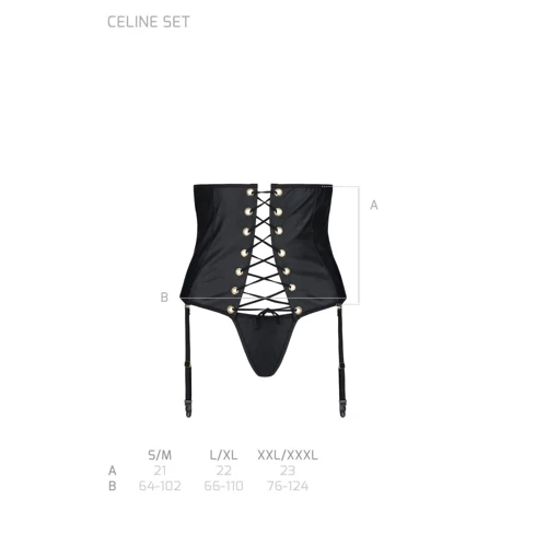Сексуальный комплект Passion CELINE SET Corset & String black XXL/XXXL: Вид Комплекты
