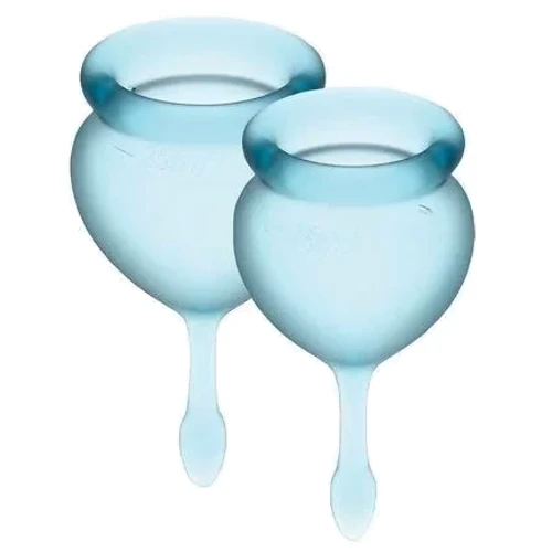 Набор менструальных чаш Satisfyer Feel Good (light blue), 15мл и 20мл, мешочек для хранения