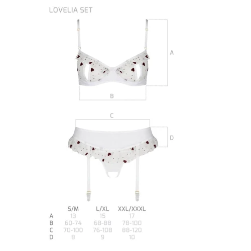 Эротический комплект Passion LOVELIA SET white XXL/XXXL: Узор Сердечки