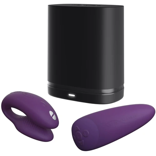 Смарт-вібратор для пар We-Vibe Chorus Purple, сенсорне керування вібраціями стисненням пульта фото 7