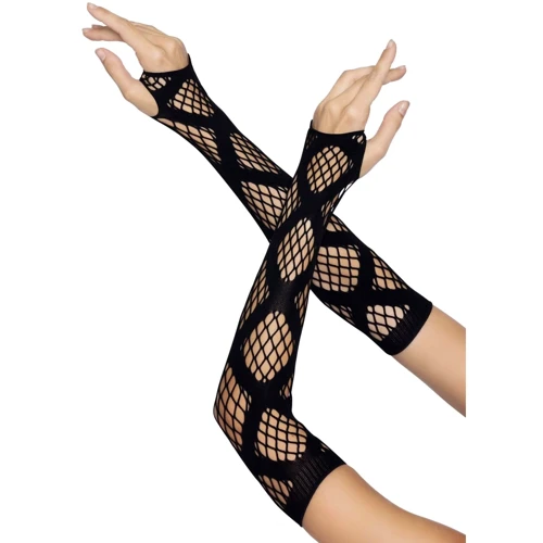 Длинные митенки Leg Avenue Faux wrap net arm warmers One size Black: Применение На руки