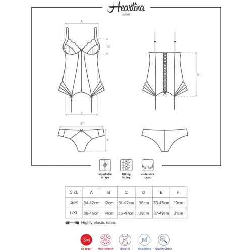 Комплект Obsessive Heartina corset, XXL фото 6