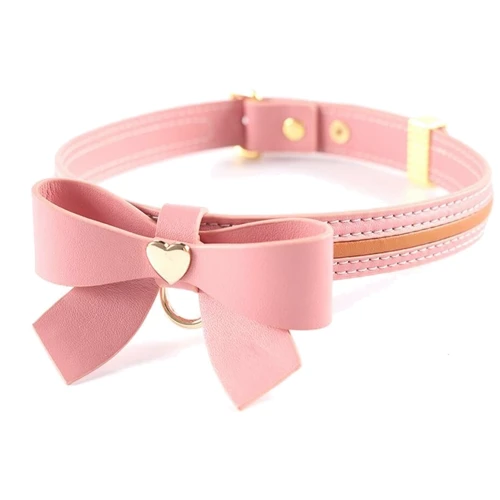 Ошейник с поводком LOCKINK Sevanda Love Heart Butterfly Leather Collar Set - Pink фото 5