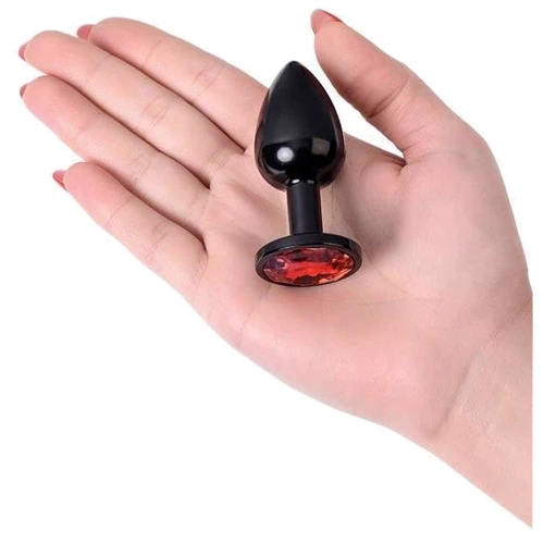 Анальная пробка с кристаллом Toyfa Metal Black anal plug ruby gem: Материал Медицинский металл