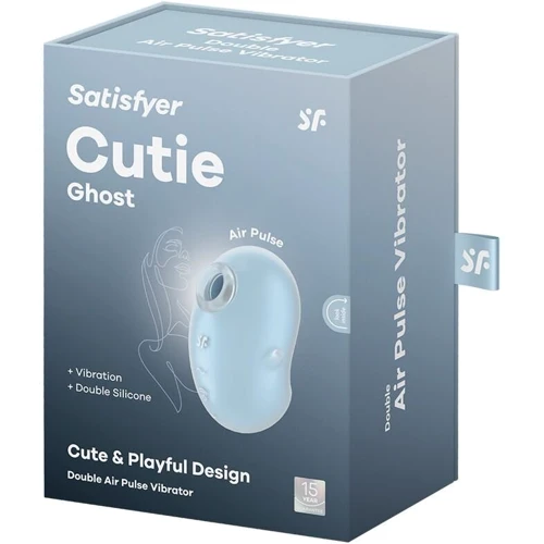 Вакуумний кліторальний стимулятор із вібрацією Satisfyer Cutie Ghost Blue: Довжина, см 9.1