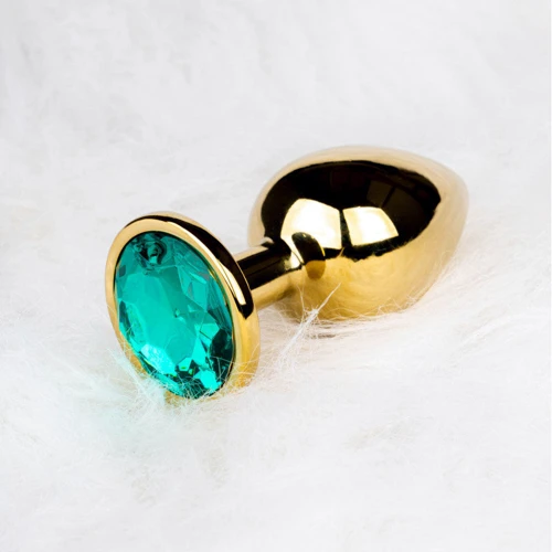 Металевий анальний затор Ouch! Heart Gem Gold - Emerald Green, М: Матеріал Медицинский металл