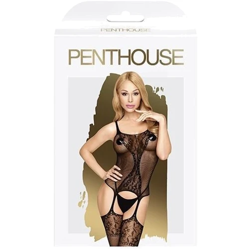 Бодистокинг с силуэтным рисунком и имитацией подвязок Penthouse - Miss Curvy Black S/L: Вид Бодистокинг