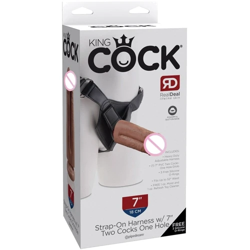Страпон с двойным фаллоимитатором Pipdream Harness 7 Two Cocks One Hole, 17,8х4,5 см: Для кого Для пары