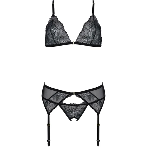 Комплект с открытым доступом Passion DELIENA SET Black S/M: Материал Вискоза