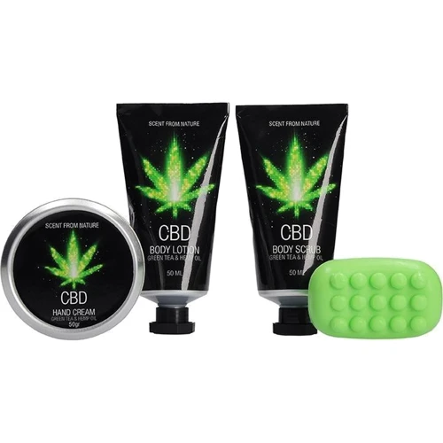 Набір після ванни та душу CBD Gift set - GREEN TEA & HEMP OIL (4 предмети) фото 5