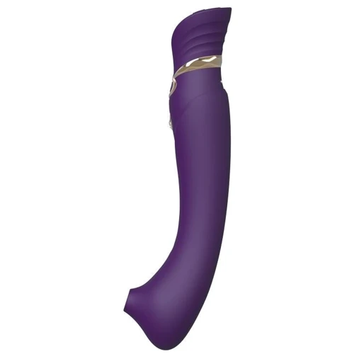 Смартвибратор 3в1 Zalo - Queen Twilight Purple, пульсирующая жемчужина и вакуум, кристалл Swarovski фото 11