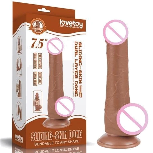 Фаллоимитатор LoveToy Sliding-Skin Dual Layer Dong 7.5" Brown: Назначение Вагинальные