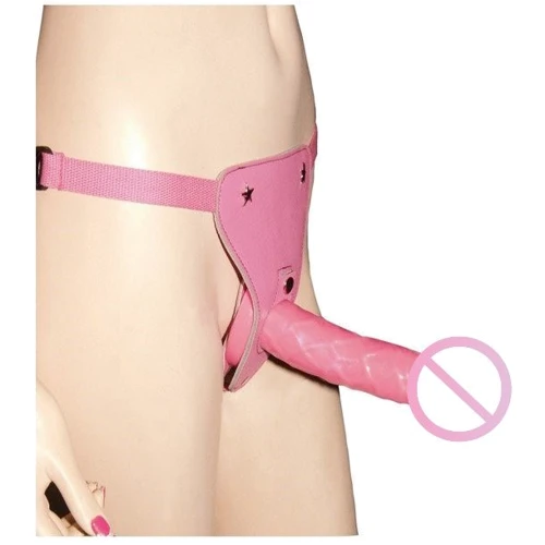Розовый страпон для женщин Pleasure Harness with Dong, 16x3,5 см