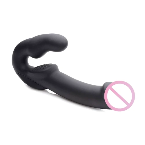 Evoke Rechargeable Vibrating Silicone Strapless Strap On - страпон 24.7x4 см, черный: Тип Двухсторонние