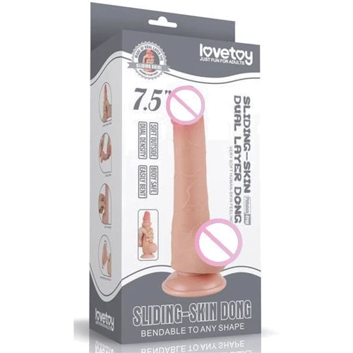 Фалоімітатор LoveToy Sliding-Skin Dual Layer Dong 7.5" Flesh: Призначення Вагинальные