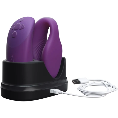 Смарт-вібратор для пар We-Vibe Chorus Purple, сенсорне керування вібраціями стисненням пульта: Діаметр, см 3.3