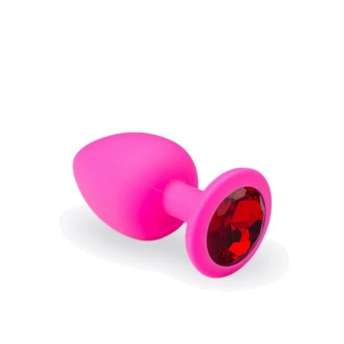 Анальная пробка CRYSTAL Pink Silicone Ruby, L