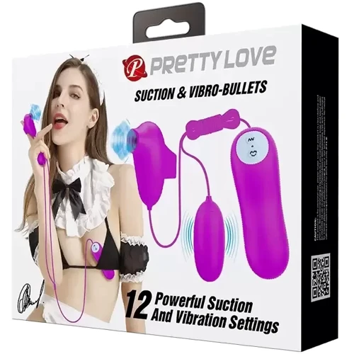 Вакуумний стимулятор з віброяйцем PRETTY LOVE - SUCTION & VIBRO-BULLETS, BI-014925: Довжина, см 7
