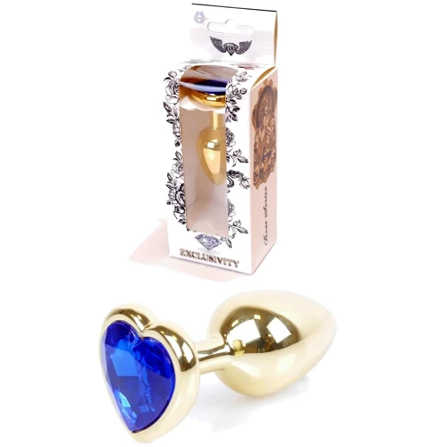 Анальная пробка Boss Series - Jewellery Gold Heart PLUG Dark Blue S (BS6400041)