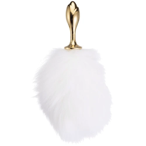 Анальная пробка Кроличий хвост LOCKINK SEVANDA White Bunny-Tail Anal Rose-shape Plug: Материал Медицинский металл