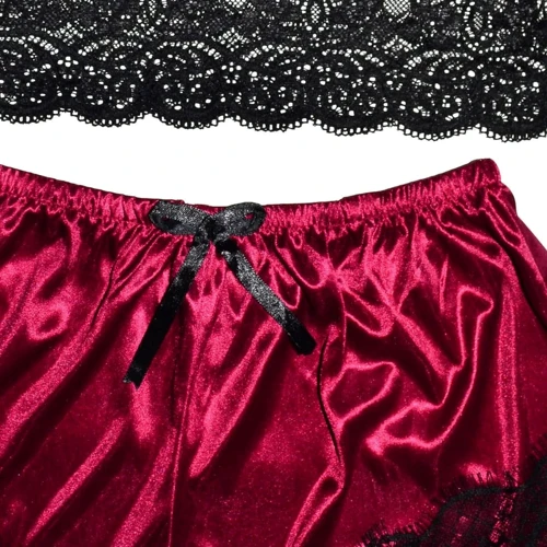 Эротический комплект NDS 6806-4 Black/Burgundy S/M (23851): Декор Кружево