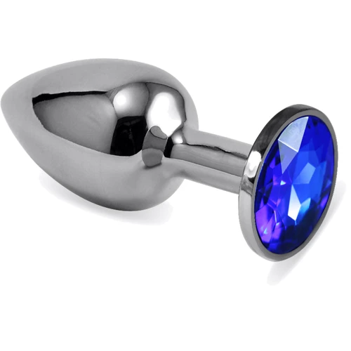 Анальная пробка с кристаллом LoveToy Small Silver Plug Darkblue