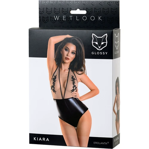 Боди Glossy Wetlook Kiara, XL (black): Декор Аппликация