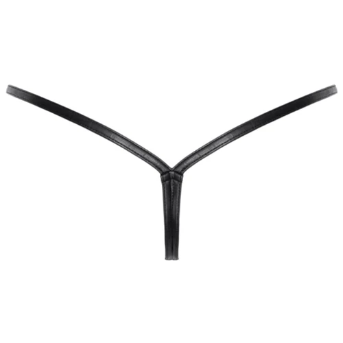 Трусики Noir Handmade P012 Wild crocodile wetlook thong with double opening Вlack, 3XL: Фактура Гладкая