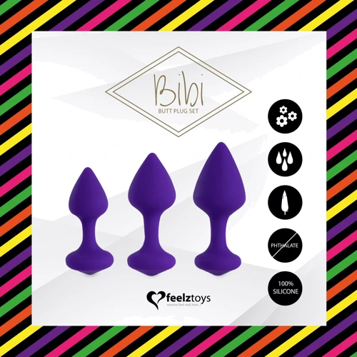 Набор силиконовых анальных пробок FeelzToys - Bibi Butt Plug Set 3 pcs Purple: Тип Анальные пробки