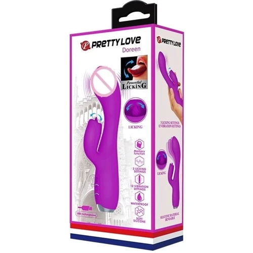 Премиум вибратор с клиторальным язычком Pretty Love DOREEN, BI-014754
