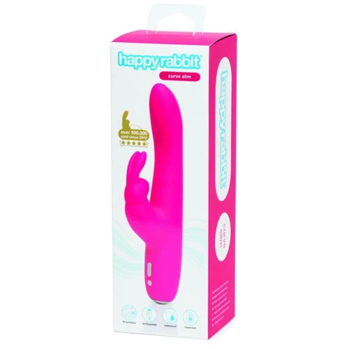 Вібратор кролик Happy Rabbit Slimline Плавний вигин Lovehoney рожевий: Тип управління кнопкове