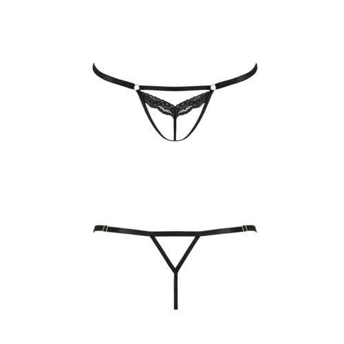 Откровенные трусики-стрепы с кружевом Passion Exclusive SOLON THONG black XXL/XXXL -: Для кого Для женщин