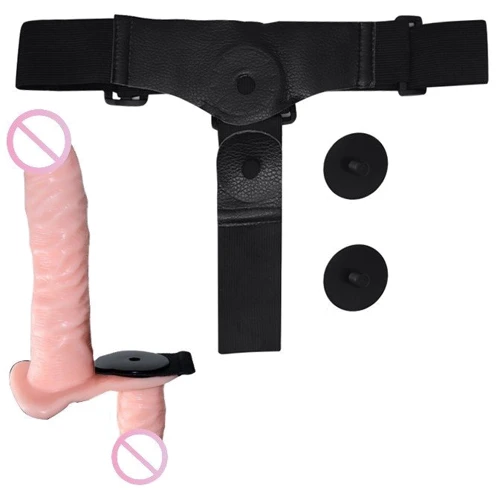Страпон із вібрацією Ultra Passionate Harness Doble Heads Flesh: Довжина, см 18