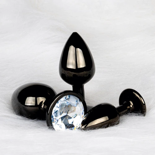 Металевий анальний затор Ouch! Heart Gem Gunmetal - Diamond, S фото 7