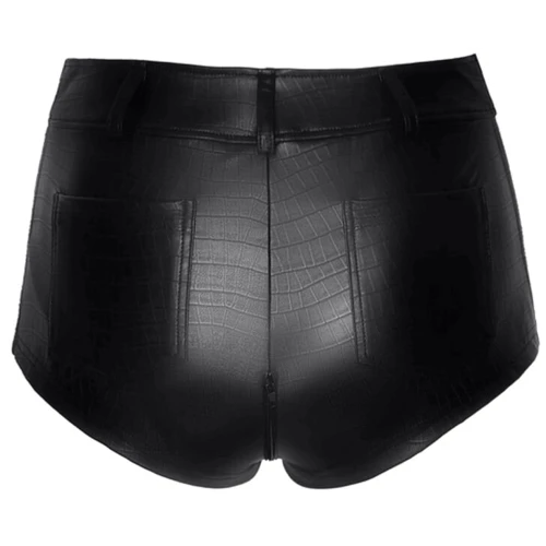 Шортики Noir Handmade F318 Wild crocodile printed wetlook shorts Вlack, S: Материал Полиэстер