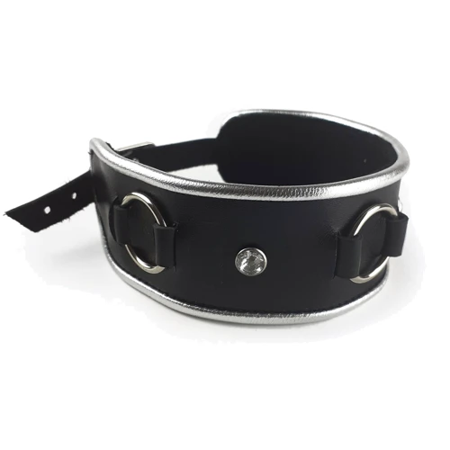 Нашийник з натуральної шкіри зі стразами та кільцем Art of Sex - Collar Ring: Виробник Art of Sex