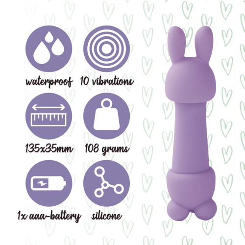 Міні-вібратор FeelzToys Mister Bunny Purple з двома насадками: Тип управління кнопкове