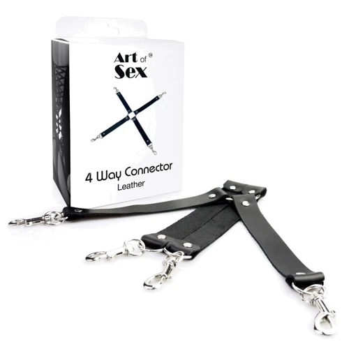Крестовина из натуральной кожи Art of Sex - 4 Way Connector (черный): Цвет черный
