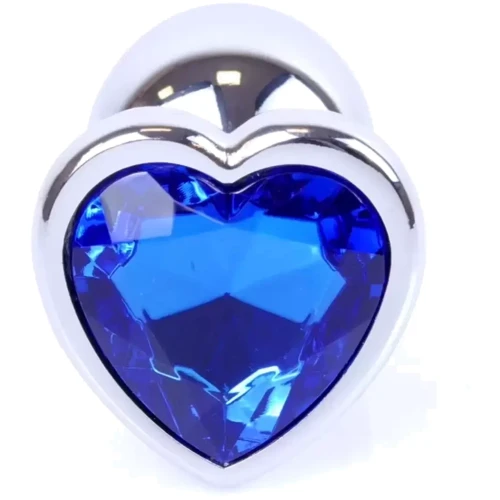 Анальная пробка с кристаллом BOSS of TOYS Boss Series - Jewellery Silver Heart PLUG Dark Blue S, BS6400050: Материал Медицинский металл