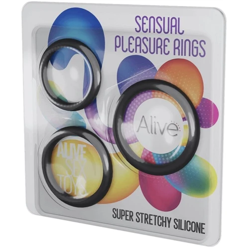 Набір ерекційних кілець Alive Sensual Pleasure Rings: Колір черный