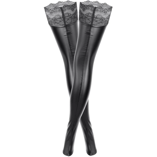 Чулки Noir Handmade F135 Powerwetlook stockings Вlack, XL: Вид Чулки