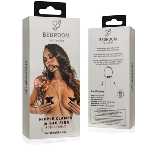 Затискачі для сосків з кляпом Bedroom Fantasies Nipple Clamps & Silicone Gag Ring фото 5