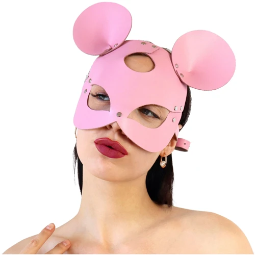 Шкіряна маска мишки Art of Sex - Mouse Mask, рожевий фото 4