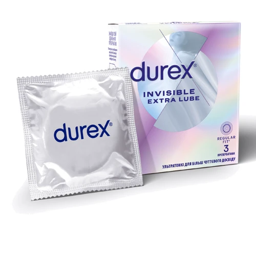 Презервативы латексные со смазкой DUREX № 3 INVISIBLE (extra lube)