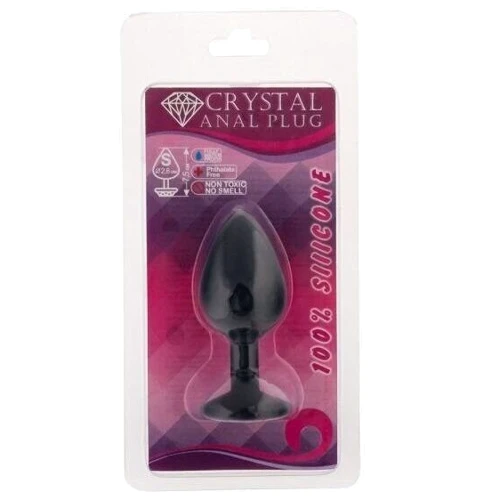 Силиконовая анальная пробка с кристаллом Black Silicone Amethyst (размер S): Тип Анальные пробки