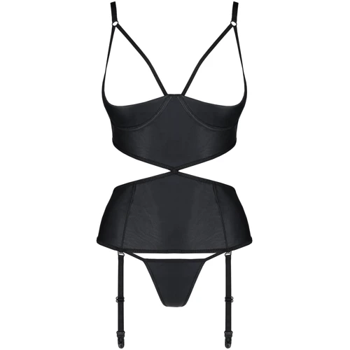 Корсет із відкритими грудьми Passion JANNIES CORSET Вlack S/M (стрінги в наборі): Для кого Для женщин