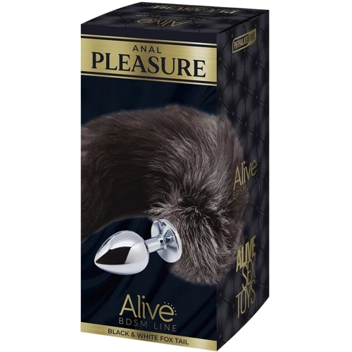 Анальний затор Alive Anal Pleasure Black And White Fox Tail M: Особливості З хвостиком