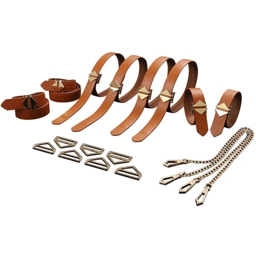 Набор из 8 ремней для связывания LOCKINK 8-Bondage-Straps Restraint Set - Brown
