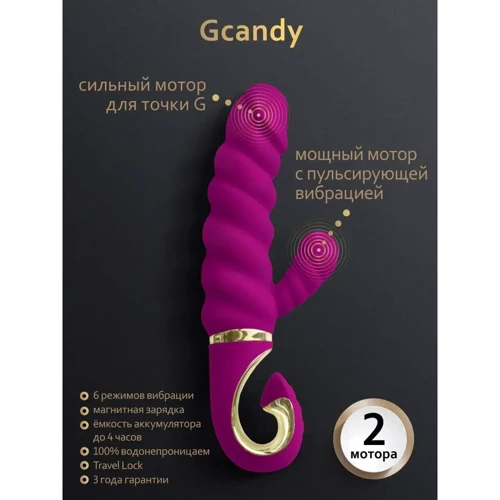 Витой вибратор с клиторальным стимулятором Gvibe Gcandy Purple фото 10