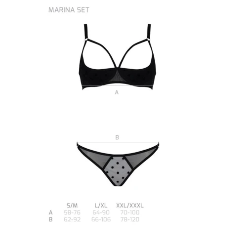 Комплект Passion MARINA SET WITH OPEN BRA black XXL/XXXL: Декор Без декора